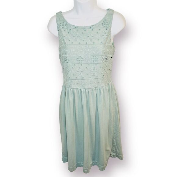 Ann Taylor LOFT Sleeveless Casual Eyelet Day Dress Mimi Seafoam Green 2 - Picture 1 of 8
